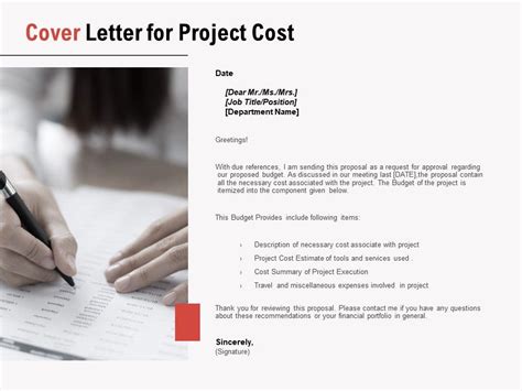 Cover Letter For Project Cost Ppt Powerpoint Presentation Infographic