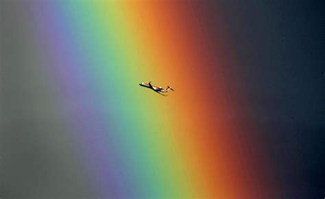 This Rainbow Is Huge Look At It Against The Plane Rainbow Pictures