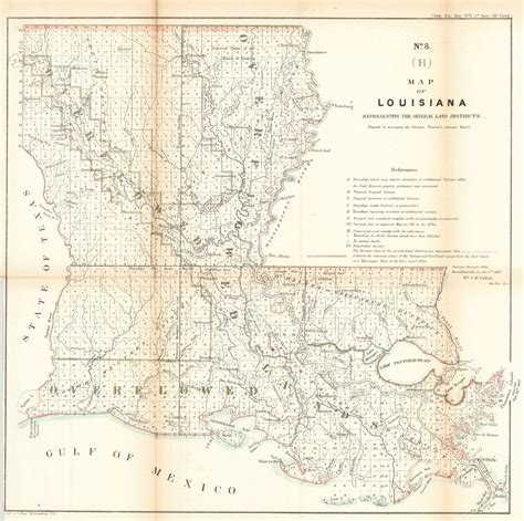 Map Antique No8 H Map Of Louisiana Representing The Several Land