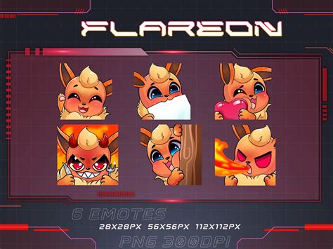 Flareon Emotes Pack Youtube Discord Streamer Emotes Pokemon Etsy