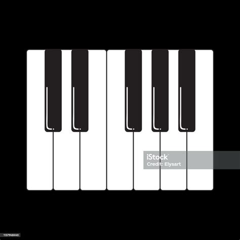 Cartoon Piano Toetsen Vector Illustratie Geïsoleerd Op Zwarte Achtergrond Stockvectorkunst En