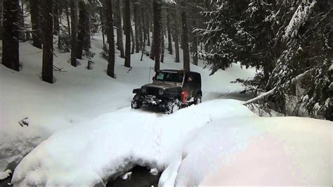 Jeep Wrangler Wheeling Deep Snow Offroad With Washouts Youtube