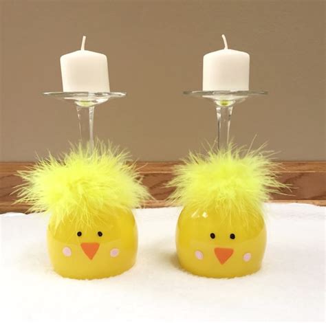 Items Similar To Easter Chick Wine Glass Candle Holder Easter Chicks