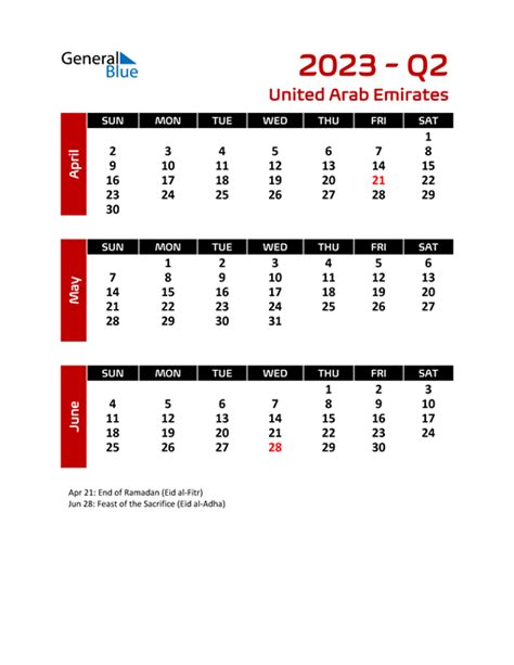 United Arab Emirates Calendars With Holidays