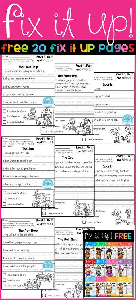 The Fix It Up Worksheet For Students To Use In Their Writing And
