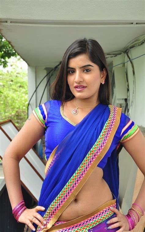 Sarees Special Keerthana Podwal Sexy Navel Exposed In Transparent Half Saree