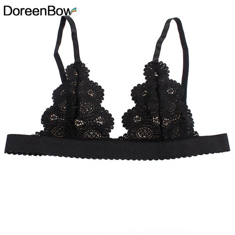 Doreenbow Lace Bra Top Wireless Cups Brassiere Fashion Eyelash Bralette Crop Top Sexy Underwear