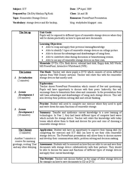 This guide includes a pacing guide for the first course and detailed correlations for all of. ICT Lesson Plan - 20 Apr 2009 | Educational Technology ...