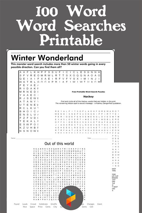 100 Word Printable Word Search Printable Word Searches
