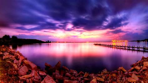 Sky Amazing Sky Reflection Colorful Pier Lake Sunset Colors