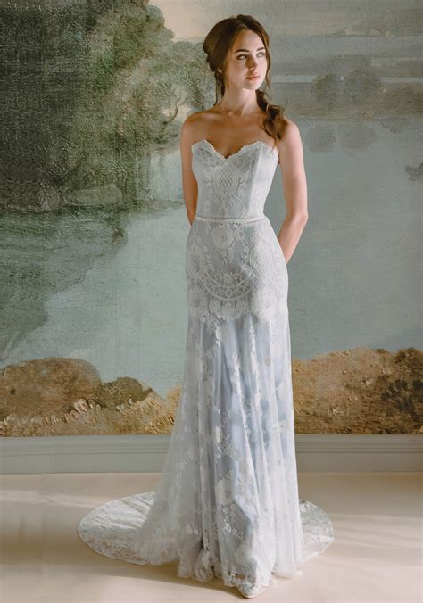 Eloise Blue Silk Wedding Dress Strapless Sweetheart Wedding Dress