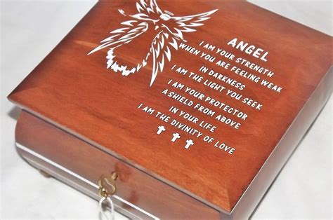 Lockable Deluxe Wooden Angel Box For Affirmation Or Prayer Box By The