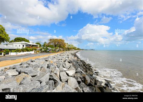 Rock Seawall Along The Promenade At Machans Beach Cairns Northern