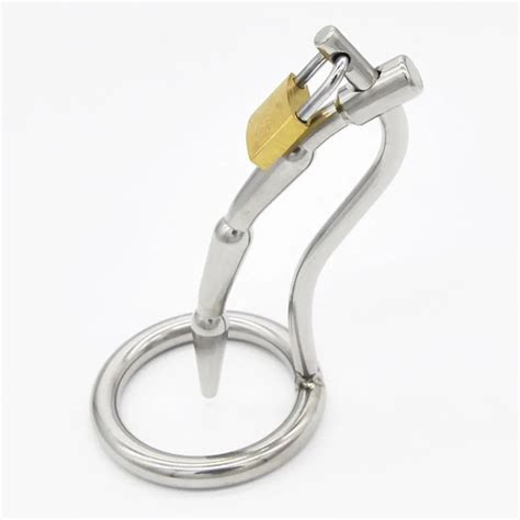 Male Chastity Lock Urethral Sound Dilators Penis Plug Metal Cock Ring