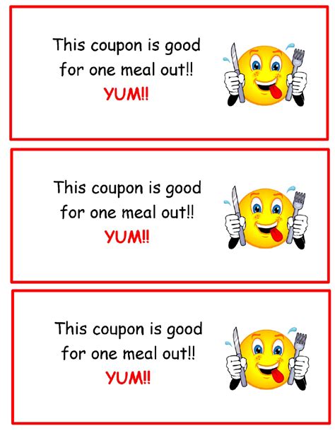 One Meal Out Coupon Template Download Printable Pdf