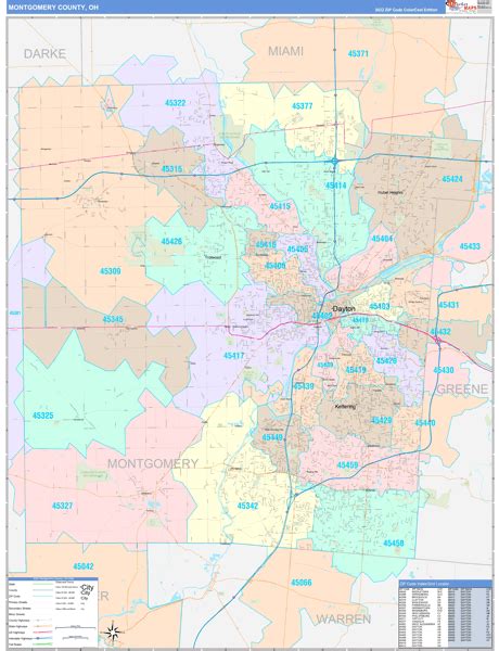 Montgomery County Oh Wall Map Color Cast Style By Marketmaps Mapsales