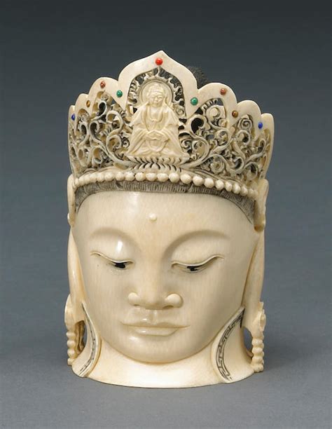 Bonhams A Carved Ivory Head Of Guanyin 20th Century