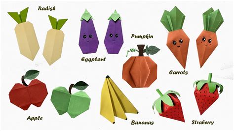 Origami Fruits And Vegetables Paper Fruits Paper Vegetables Origami