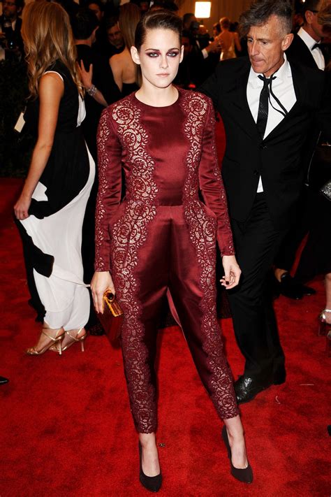 Kristen Stewart Met Ball 2013 Stella Mccartney Red Lace Jumpsuit