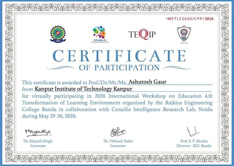 Webinar Certificate Awarded To Ashutosh Gaur Department Cseasst Prof