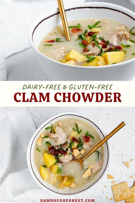 Two Bowls Filled With Clam Chowder Next To Crackers