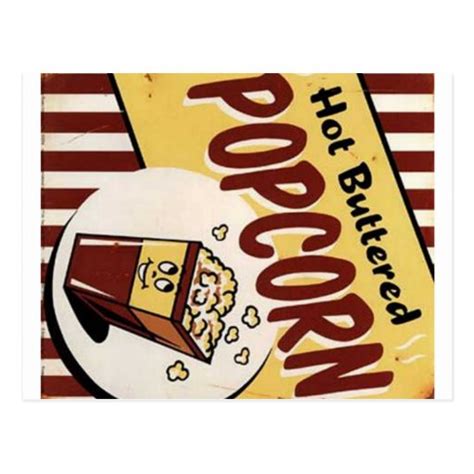 Vintage Hot Buttered Popcorn Ad Postcard Zazzle