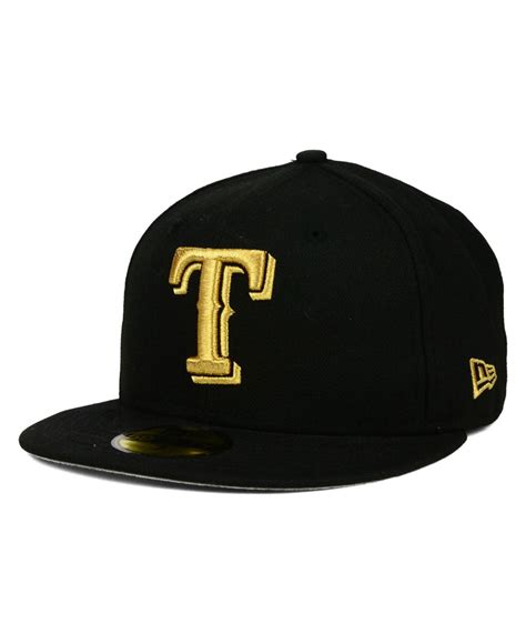 Ktz Texas Rangers Gold 59fifty Cap In Black For Men Lyst