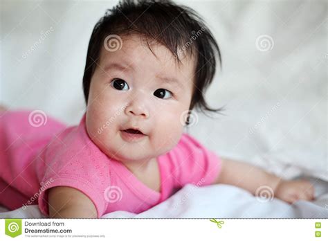 Sweet Newborn Baby Lies On Bed Stock Image Image Of Blanket Cute