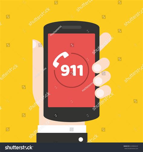 Call 911 Emergency Call Hand Holding Stock Vector Royalty Free