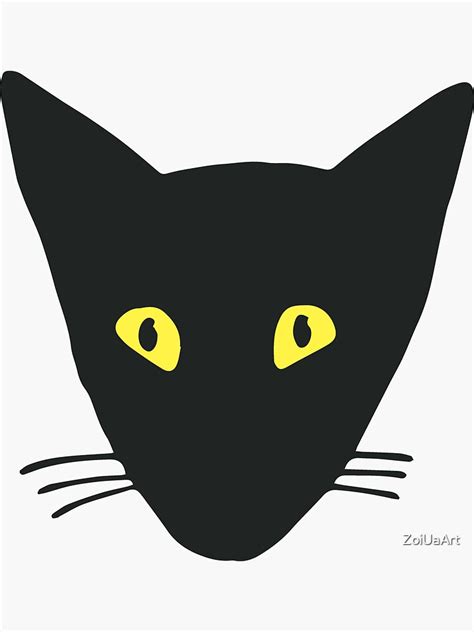 Cute Black Cat Face Sticker For Sale By Zoiuaart Redbubble