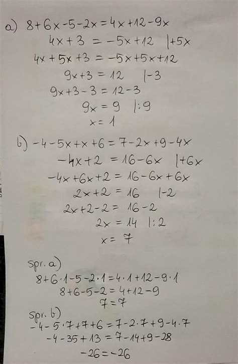 Rozwiąż Równanie I Sprawdź Rozwiązanie A 8 6 X 5 2 X 4 X 12 9 X X