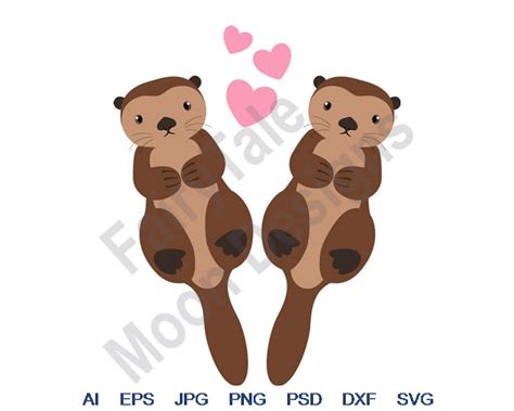 Love Otters Svg Dxf Eps Png  Vector Art Clipart Etsy