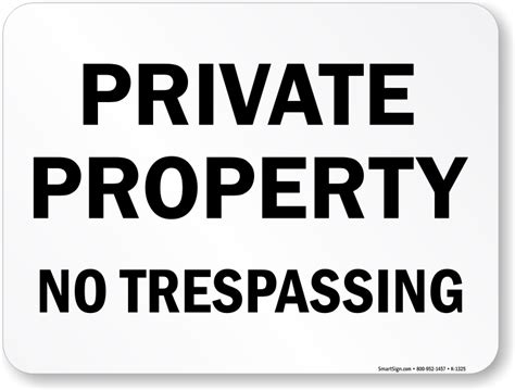 Private Property No Trespassing Sign Horizontal Sku K 1325