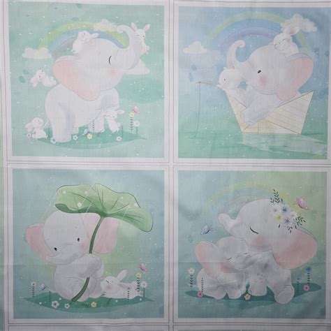 Baby Elephant Fabric Panels Elephant Quilt Fabric Bundle Etsy