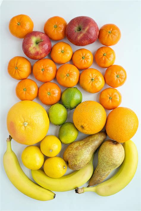 Variety Of Fruits Apples Tangerines Bananas Pears Lemons L Stock