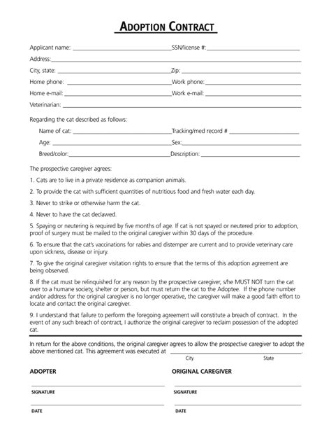 Cat Adoption Form Fill Out And Sign Online Dochub