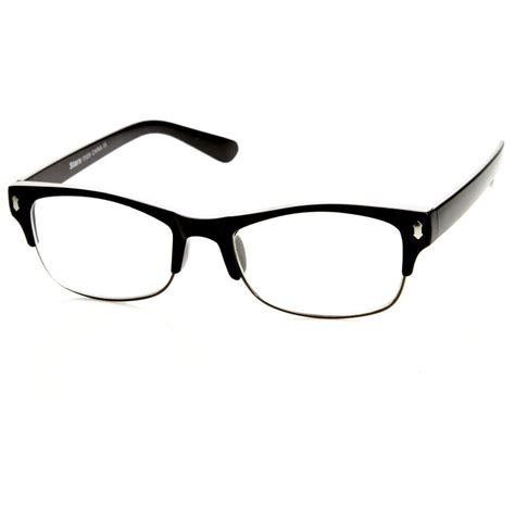 mens gq fashion eyewear clear lens half frame glasses 8844 zerouv horn rimmed glasses
