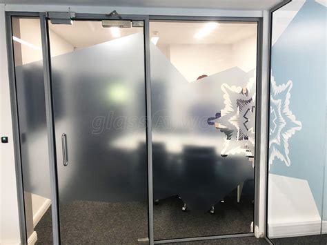 From Glass At Work: Glass Partitions With Window Film Graphics for Blue