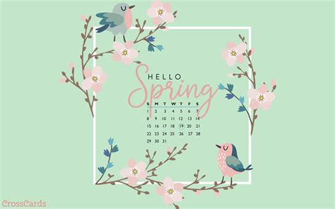 Free Download March Hello Spring Desktop Calendar Free March