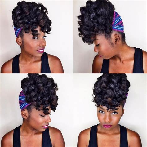 Curly Black Updo With Head Scarf Black Women Hairstyles Womens