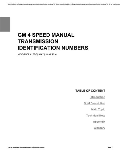 Gm 4 Speed Manual Transmission Identification Numbers By Jklasdf53 Issuu