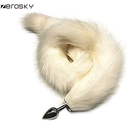 Zerosky Fox Tail Anal Plug 80cm Super Long Stainless Steel Metal Butt Plug Anal Sex Toys For