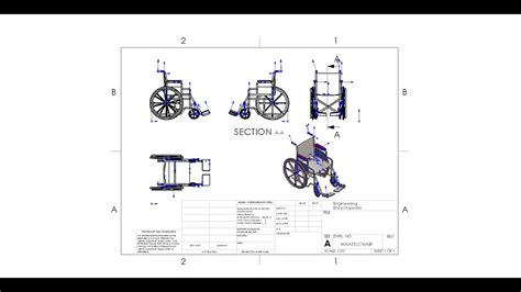 How To Design 2d Drawing For Wheelchair By Solidworks Youtube
