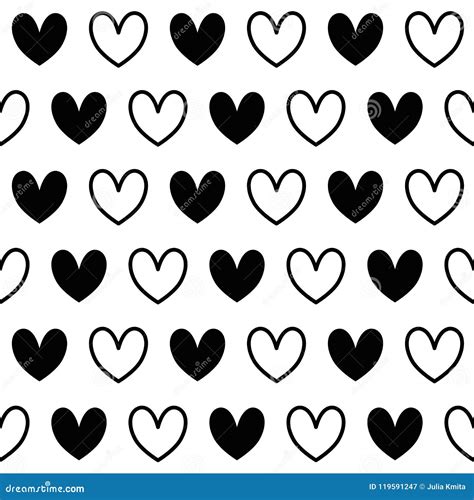 Black White Heart Seamless Pattern Stock Illustration Illustration Of