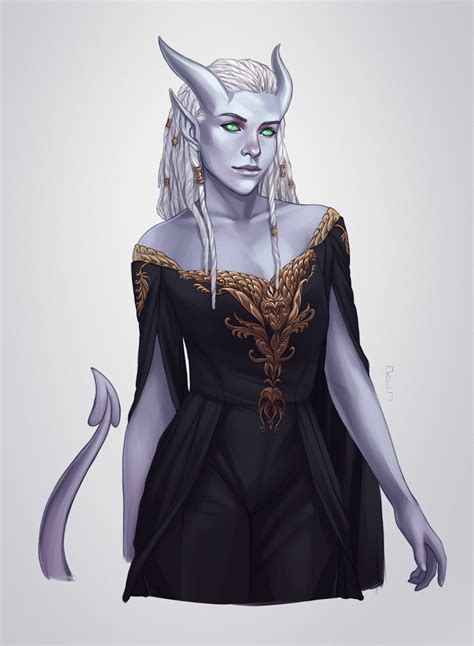 a commission of a very fancy tiefling belonging to red art animation in 2020 dungeons