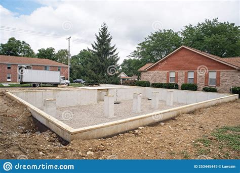 Modular Home Crawl Space Foundation With Support Beams Stock Image