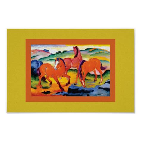 The Red Horses By Franz Marc Poster