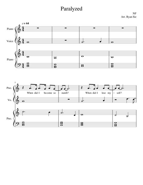 Nf Paralyzed Instrumental And Vocals Sheet Music For Piano Vocals