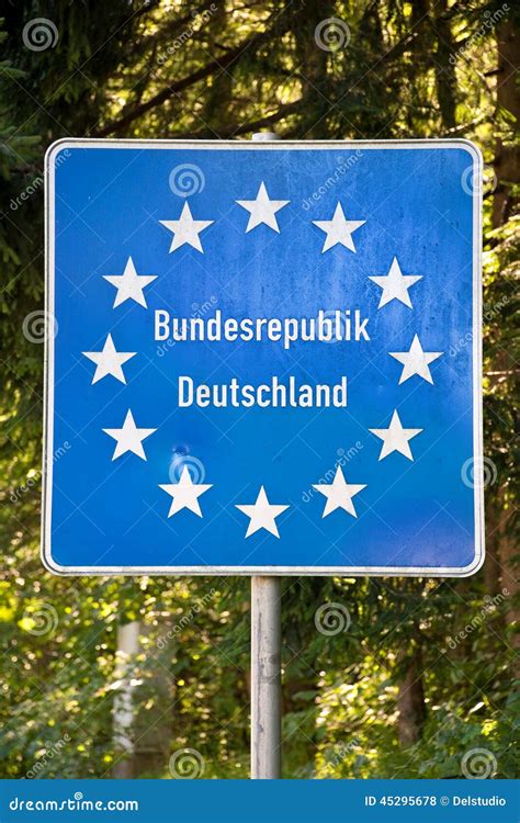Close Up Of A Eu European Union German Border Post Stock Photo