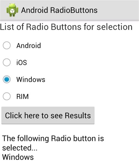 Programmers Sample Guide Android Radio Buttons Example